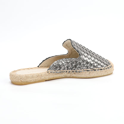 Women's Handwoven Leather Mule Espadrilles | Summer Slip-On Flats