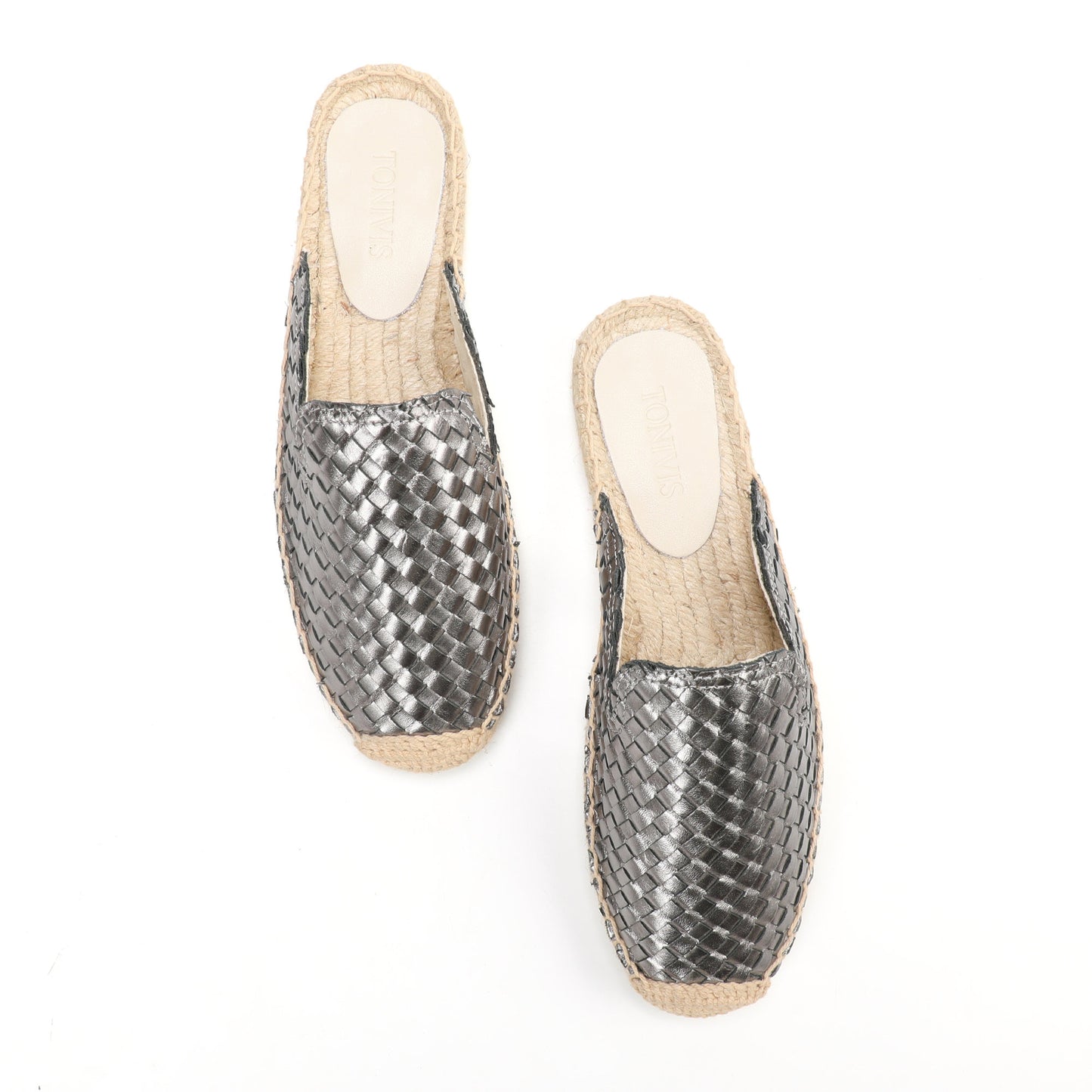 Women's Handwoven Leather Mule Espadrilles | Summer Slip-On Flats