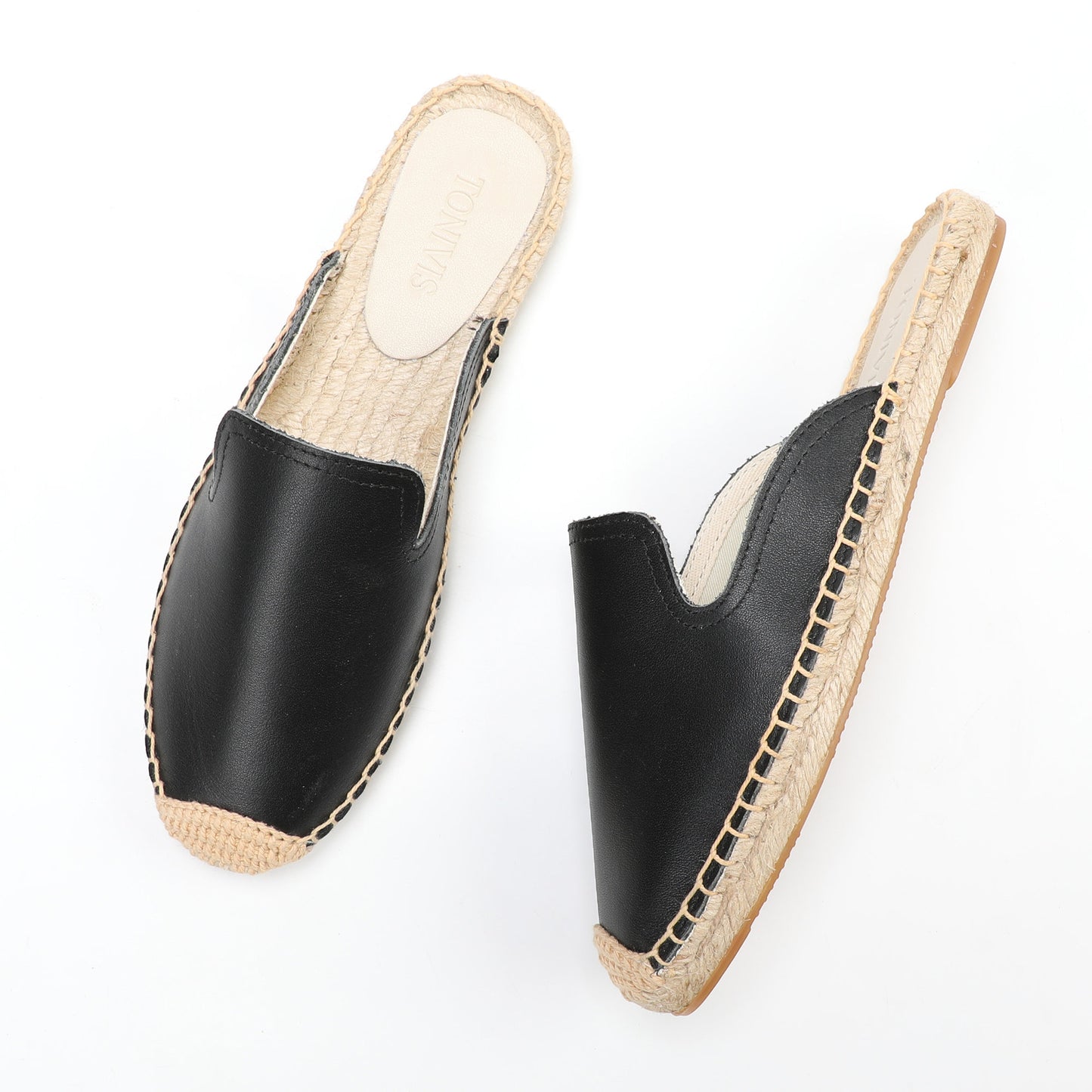 Women's Genuine Leather Mule Espadrilles | Summer Slip-On Flats