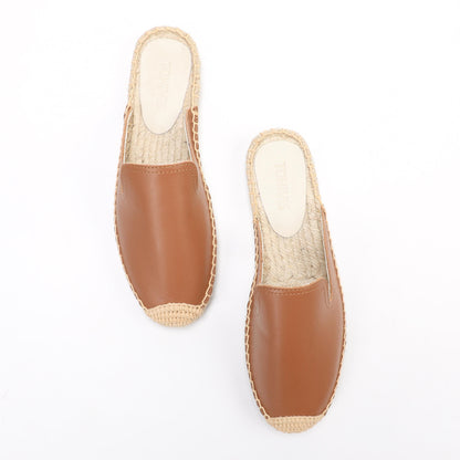 Women's Genuine Leather Mule Espadrilles | Summer Slip-On Flats