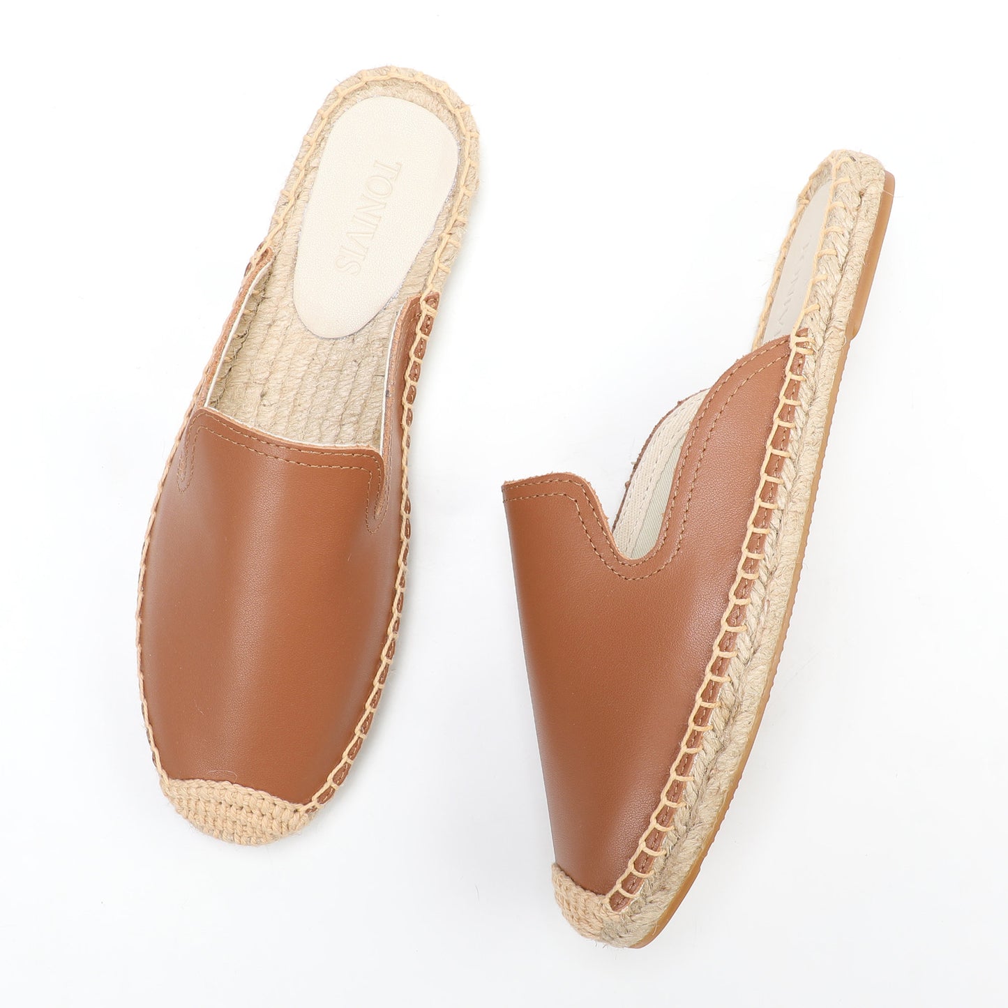 Women's Genuine Leather Mule Espadrilles | Summer Slip-On Flats