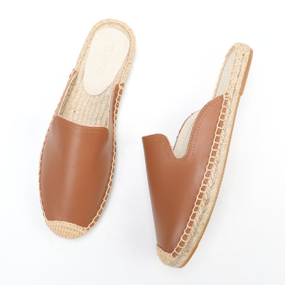 Women's Genuine Leather Mule Espadrilles | Summer Slip-On Flats