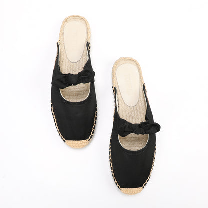 Women's Bow Knot Mule Espadrilles | Summer Slip-On Flats