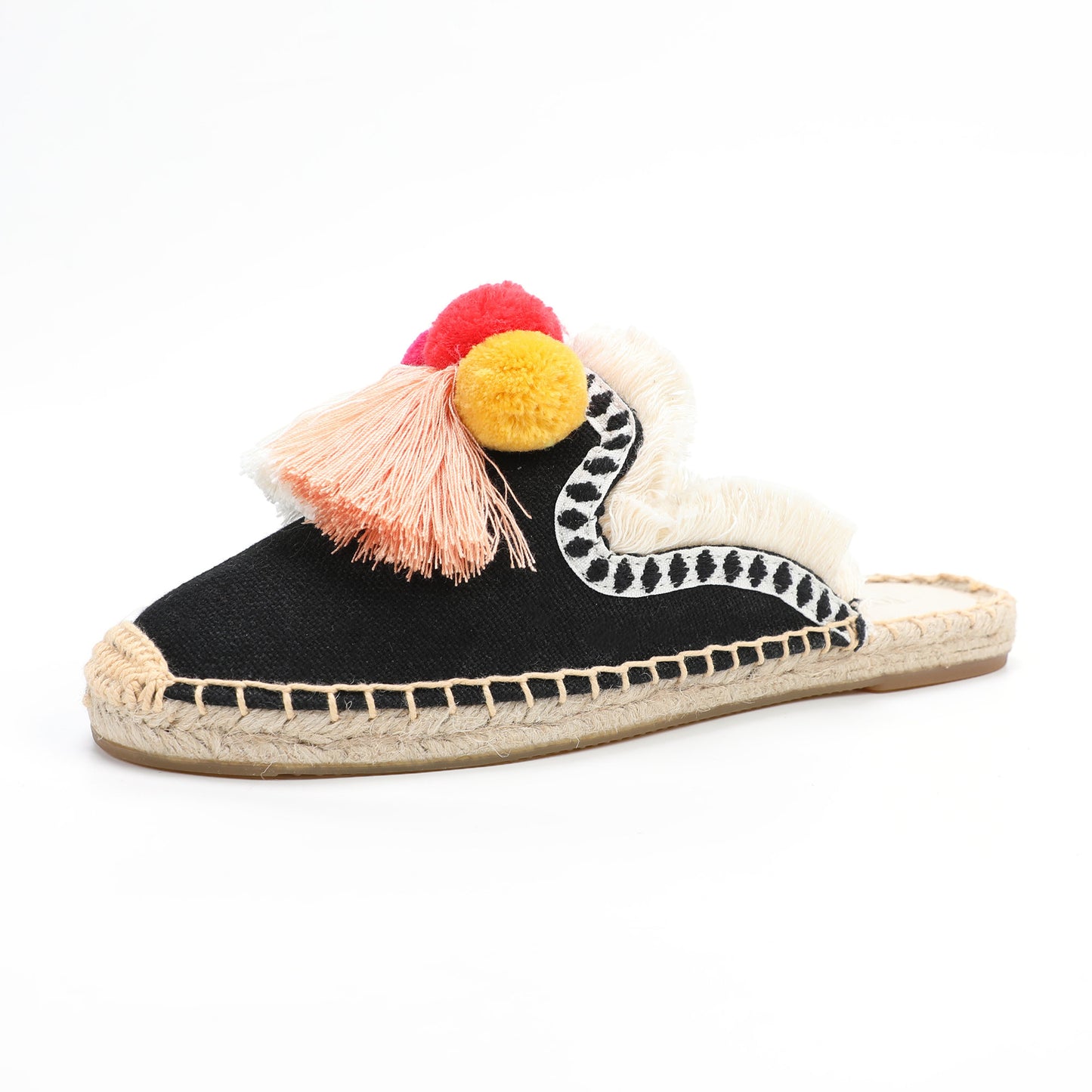 Women's Bohemian Pom Pom Mule Espadrilles | Summer Resort Flats