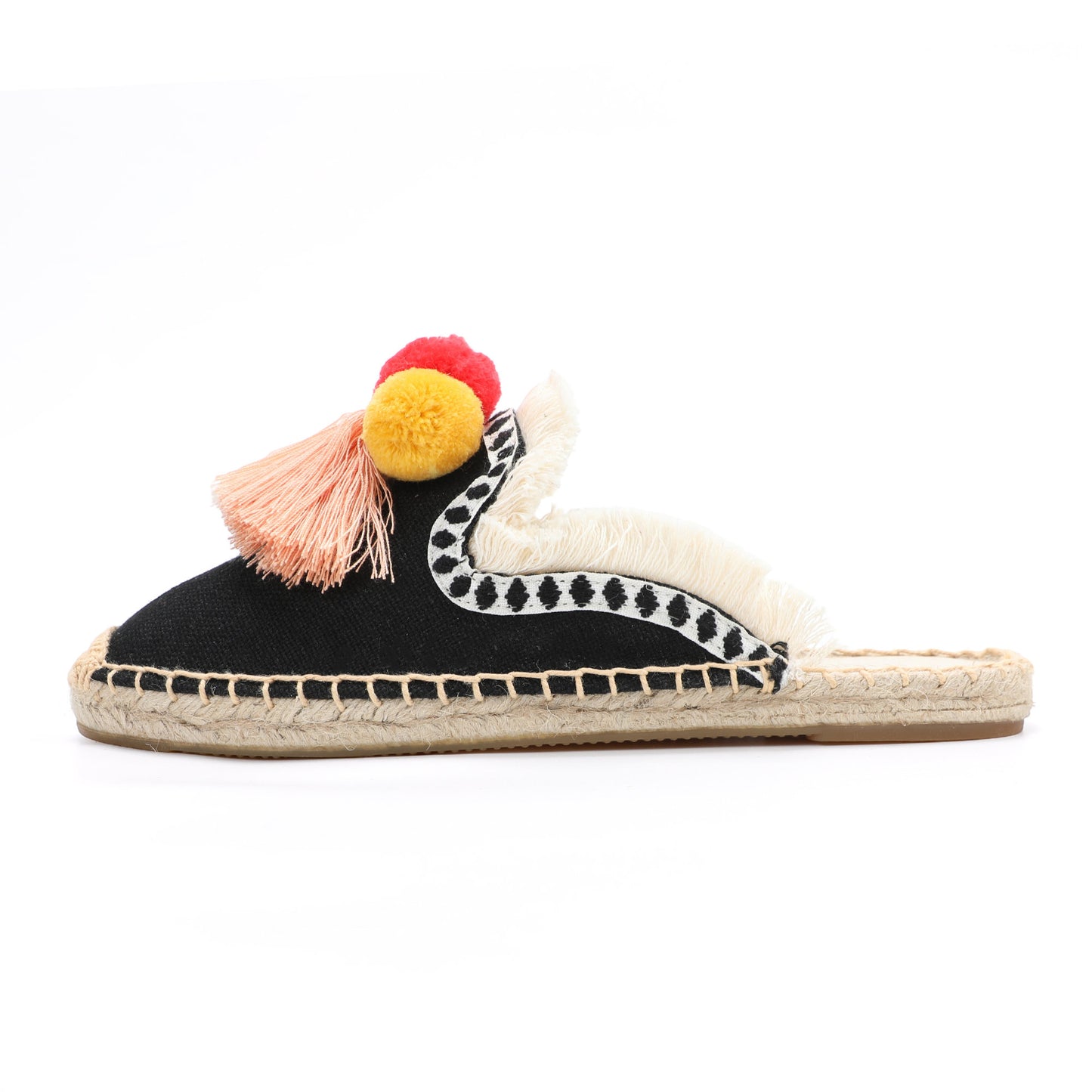 Women's Bohemian Pom Pom Mule Espadrilles | Summer Resort Flats
