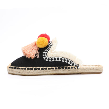 Women's Bohemian Pom Pom Mule Espadrilles | Summer Resort Flats