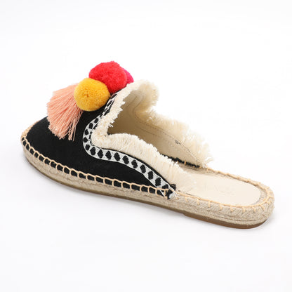 Women's Bohemian Pom Pom Mule Espadrilles | Summer Resort Flats