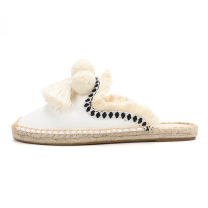 Women's Bohemian Pom Pom Mule Espadrilles | Summer Resort Flats