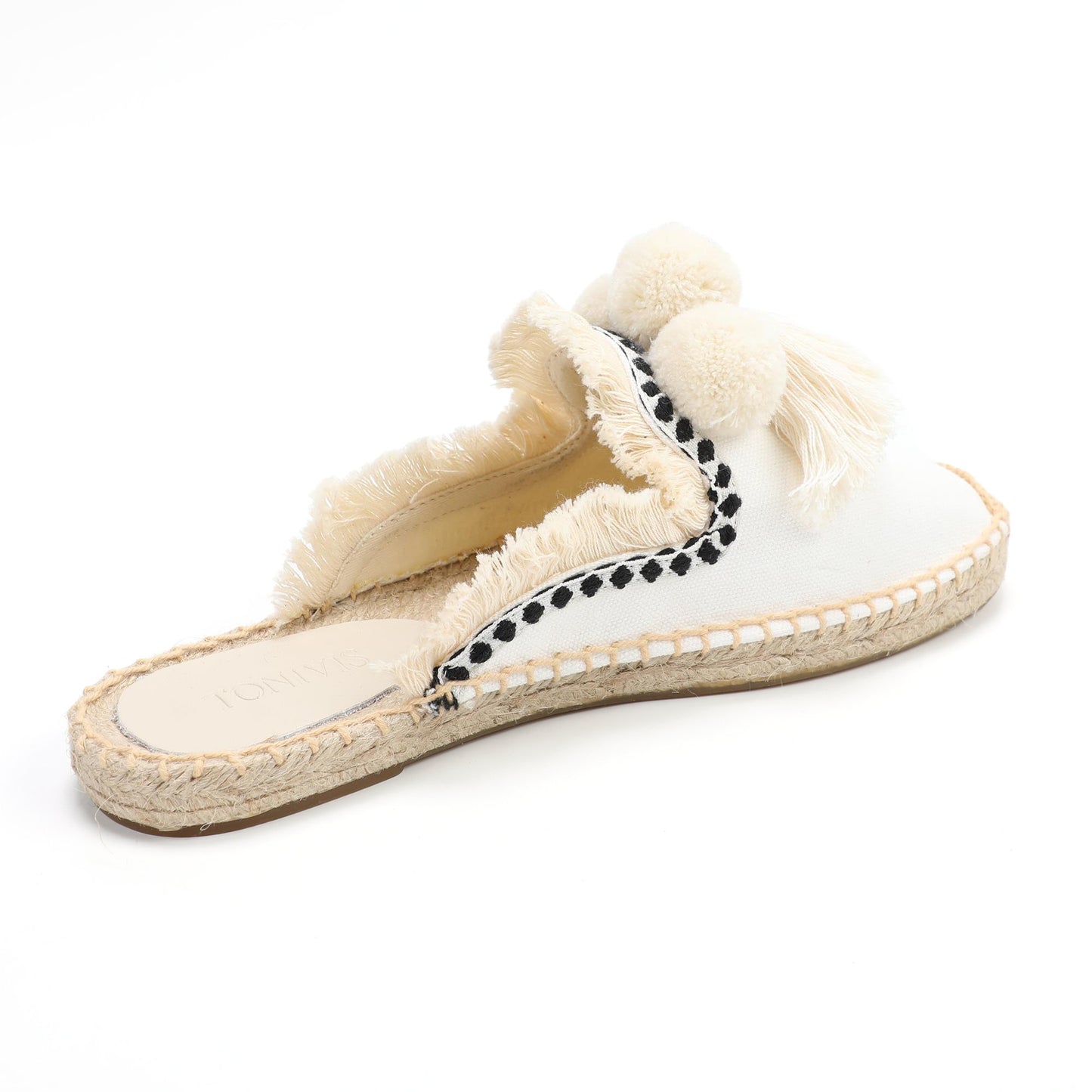 Women's Bohemian Pom Pom Mule Espadrilles | Summer Resort Flats