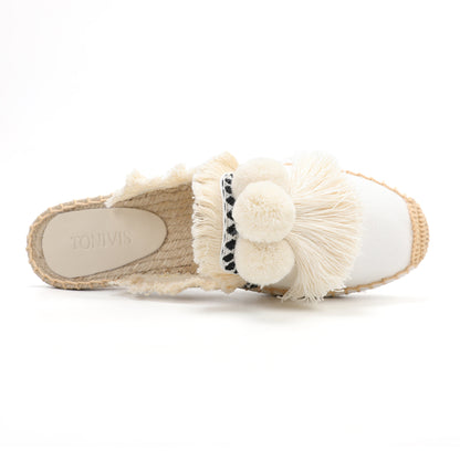 Women's Bohemian Pom Pom Mule Espadrilles | Summer Resort Flats