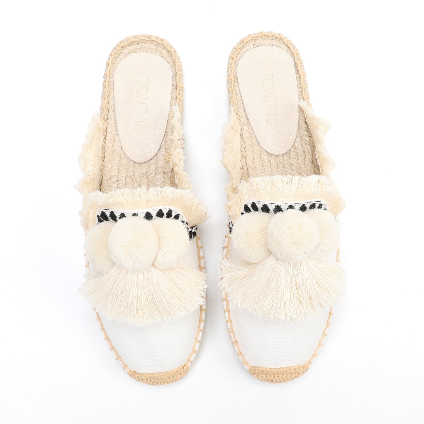 Women's Bohemian Pom Pom Mule Espadrilles | Summer Resort Flats