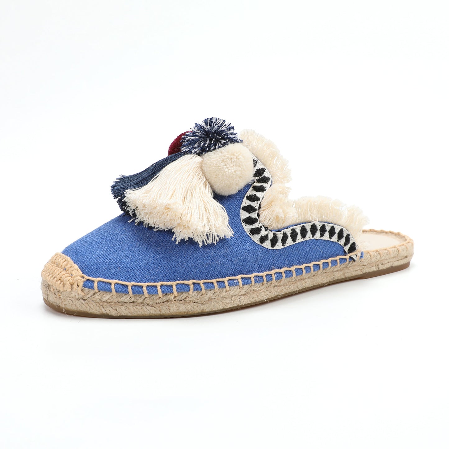 Women's Bohemian Pom Pom Mule Espadrilles | Summer Resort Flats
