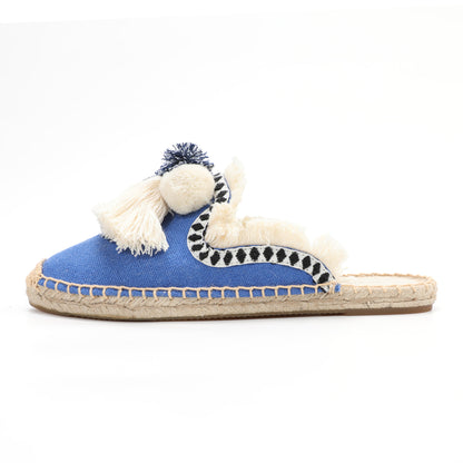Women's Bohemian Pom Pom Mule Espadrilles | Summer Resort Flats