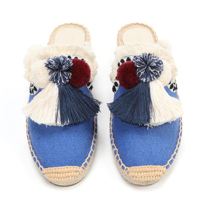 Women's Bohemian Pom Pom Mule Espadrilles | Summer Resort Flats
