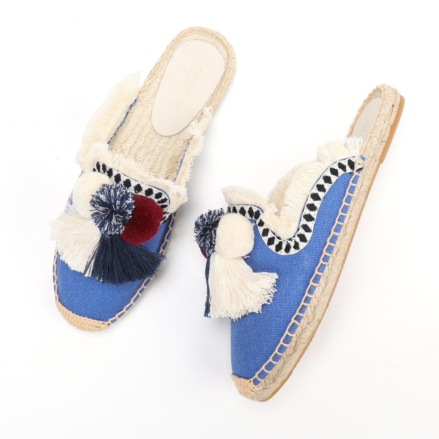 Women's Bohemian Pom Pom Mule Espadrilles | Summer Resort Flats