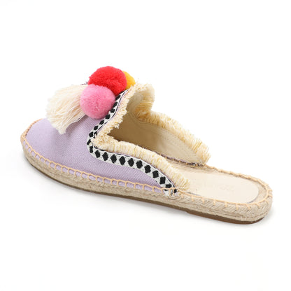 Women's Bohemian Pom Pom Mule Espadrilles | Summer Resort Flats