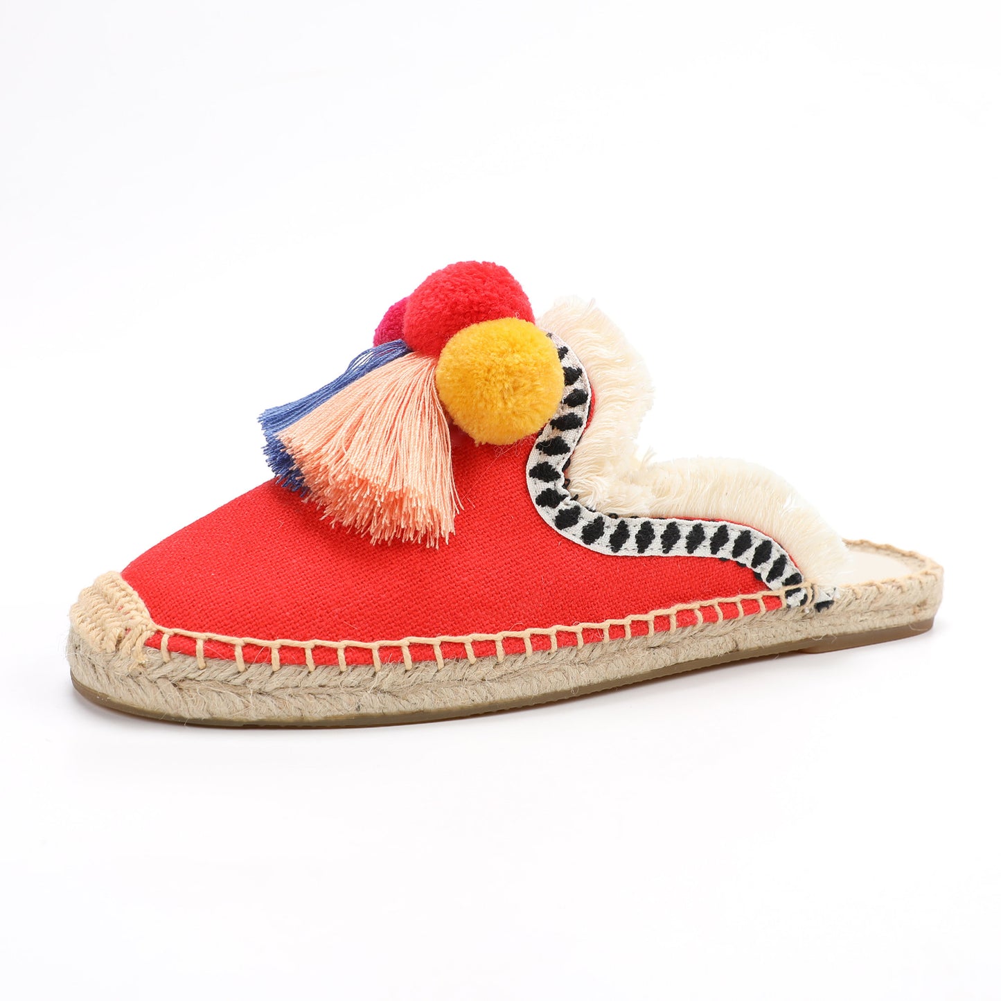Women's Bohemian Pom Pom Mule Espadrilles | Summer Resort Flats