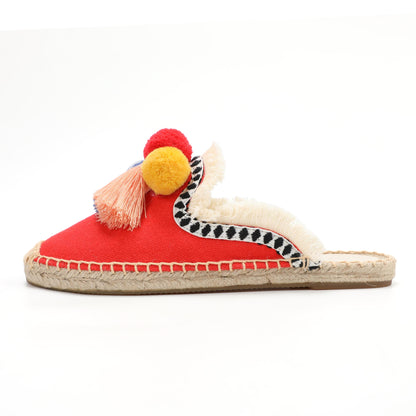 Women's Bohemian Pom Pom Mule Espadrilles | Summer Resort Flats