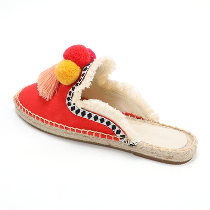 Women's Bohemian Pom Pom Mule Espadrilles | Summer Resort Flats