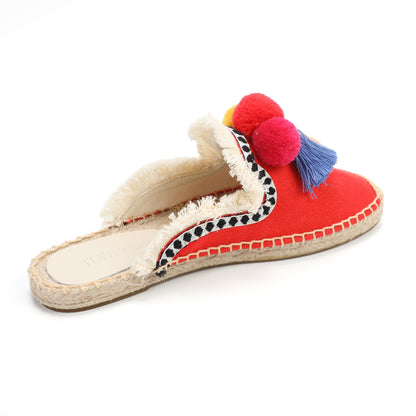 Women's Bohemian Pom Pom Mule Espadrilles | Summer Resort Flats