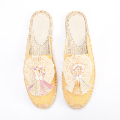 Women's Bohemian Pom Pom Mule Espadrilles | Summer Resort Flats