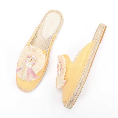 Women's Bohemian Pom Pom Mule Espadrilles | Summer Resort Flats