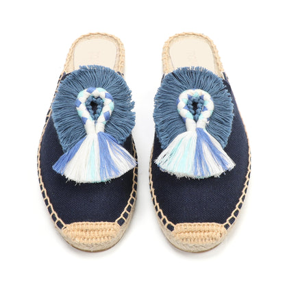 Women's Bohemian Pom Pom Mule Espadrilles | Summer Resort Flats