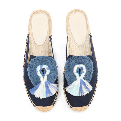 Women's Bohemian Pom Pom Mule Espadrilles | Summer Resort Flats