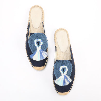 Women's Bohemian Pom Pom Mule Espadrilles | Summer Resort Flats