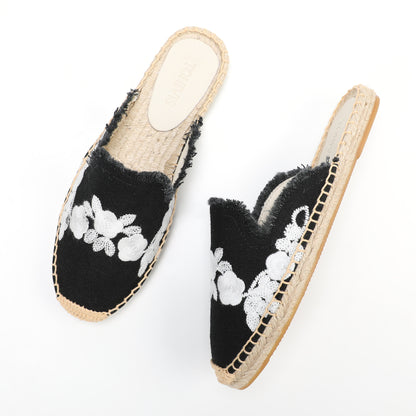 Women's Embroidered Espadrille Mules | Casual Summer Slip-On Flats