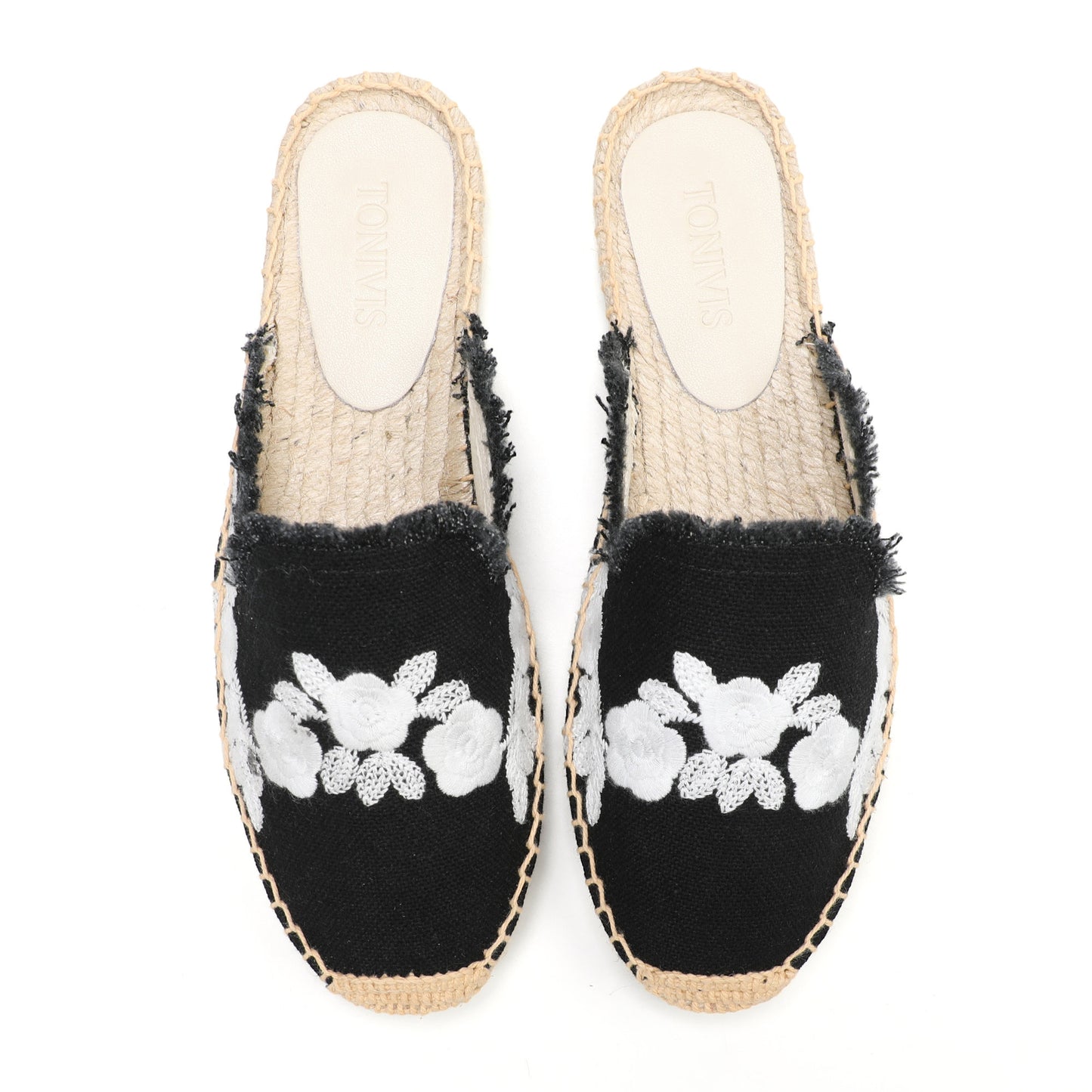Women's Embroidered Espadrille Mules | Casual Summer Slip-On Flats