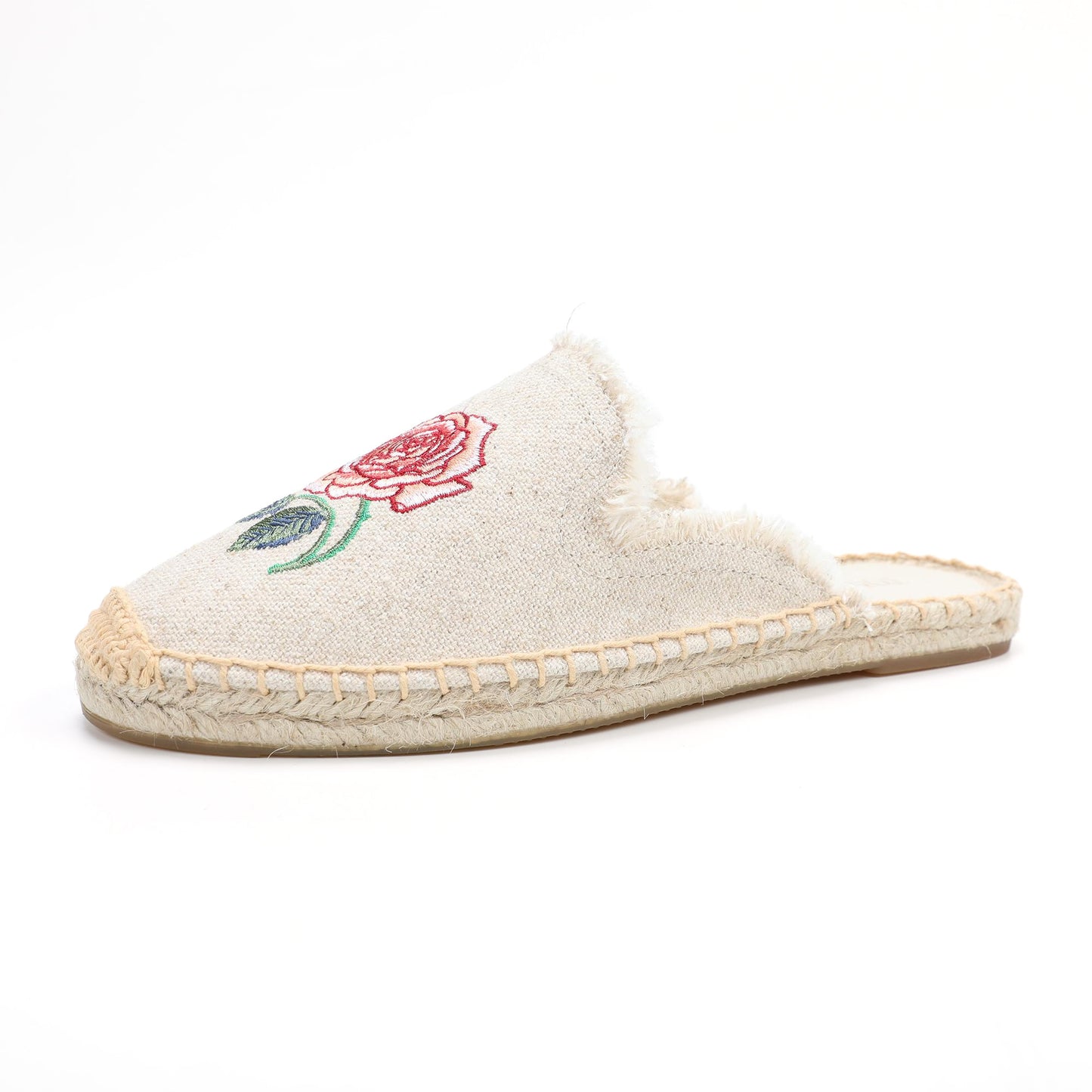 Women's Embroidered Espadrille Mules | Casual Summer Slip-On Flats