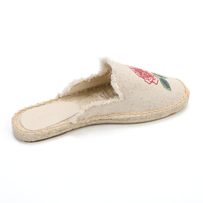 Women's Embroidered Espadrille Mules | Casual Summer Slip-On Flats