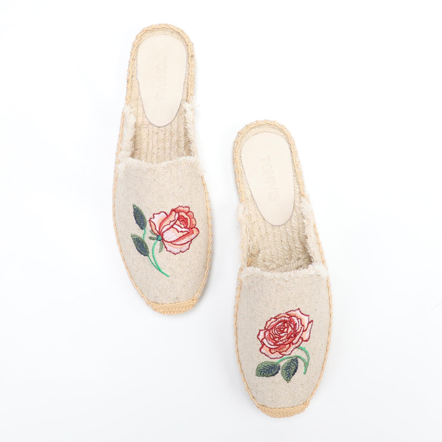 Women's Embroidered Espadrille Mules | Casual Summer Slip-On Flats