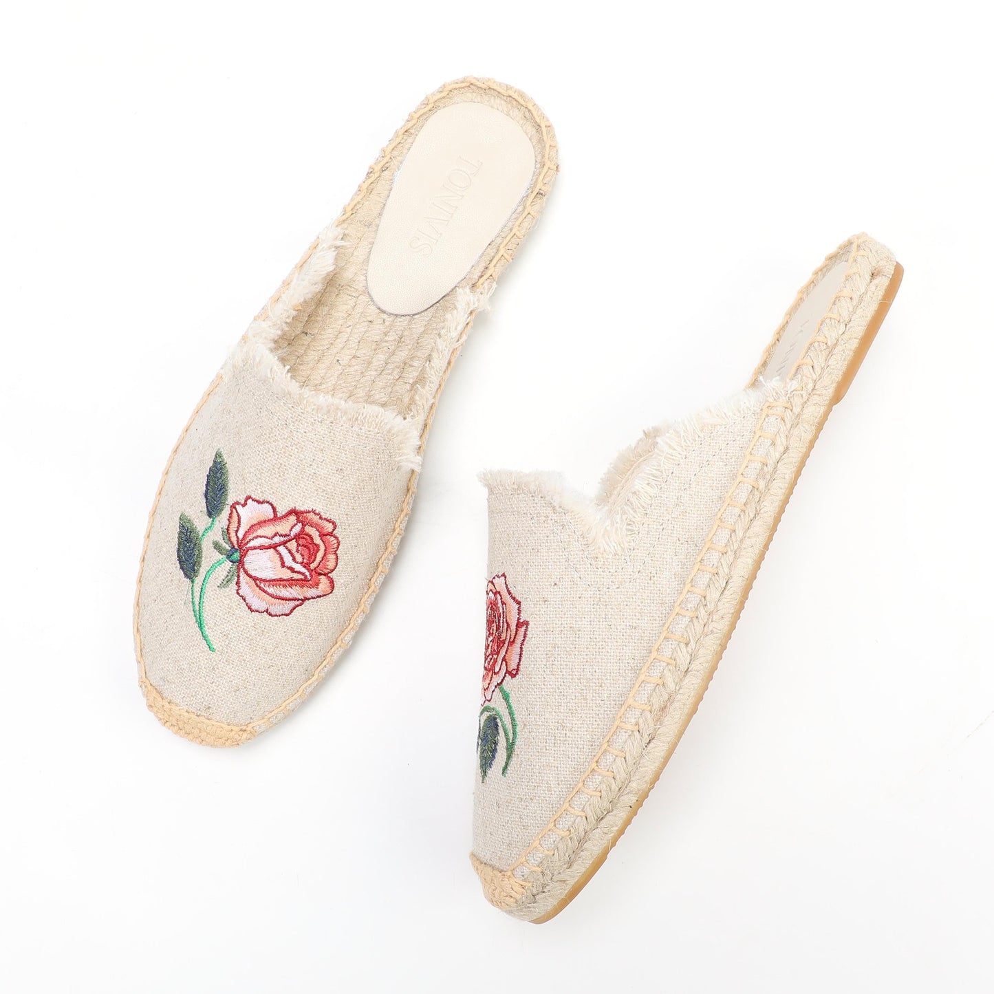 Women's Embroidered Espadrille Mules | Casual Summer Slip-On Flats