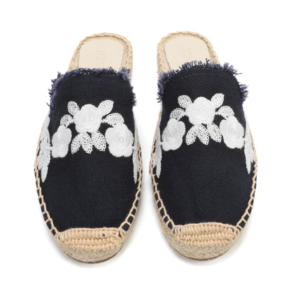 Women's Embroidered Espadrille Mules | Casual Summer Slip-On Flats