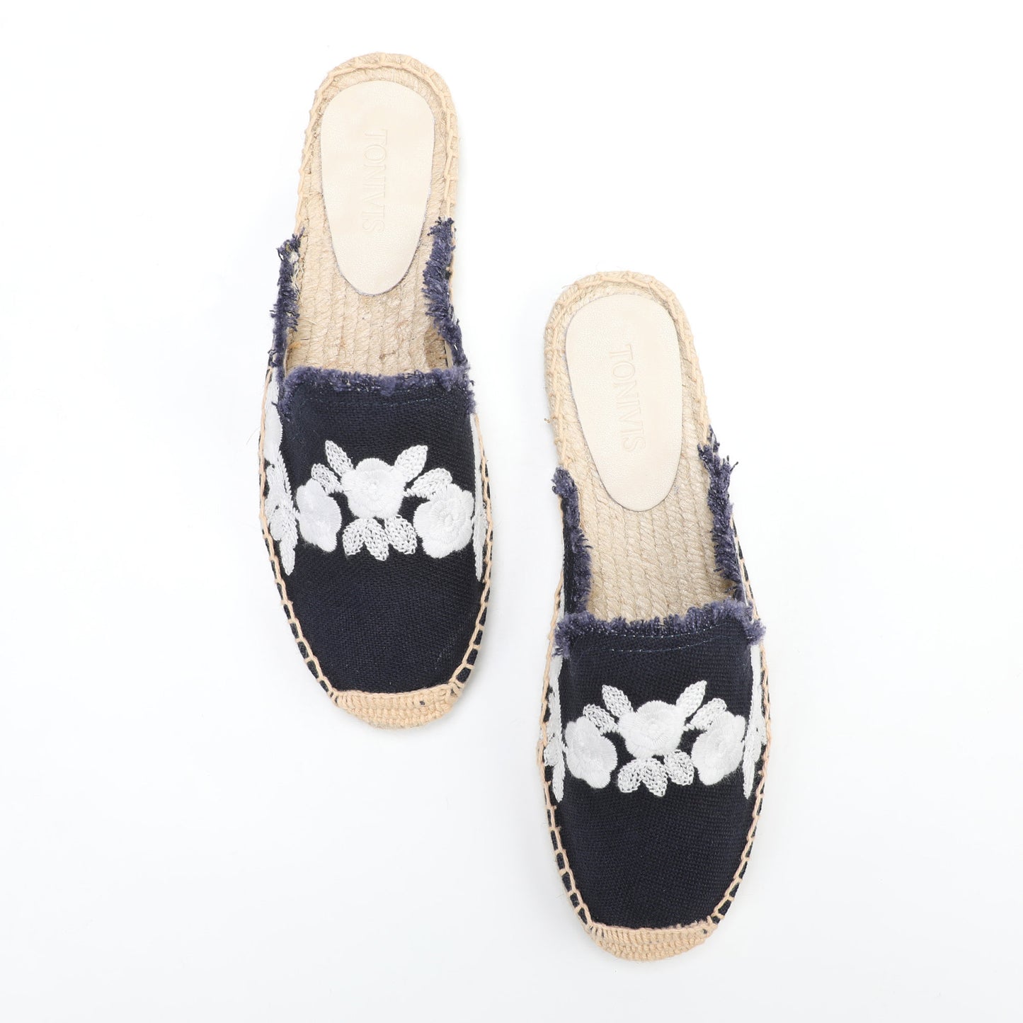 Women's Embroidered Espadrille Mules | Casual Summer Slip-On Flats
