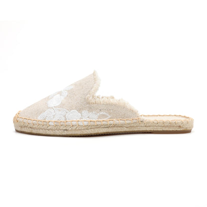 Women's Embroidered Espadrille Mules | Casual Summer Slip-On Flats