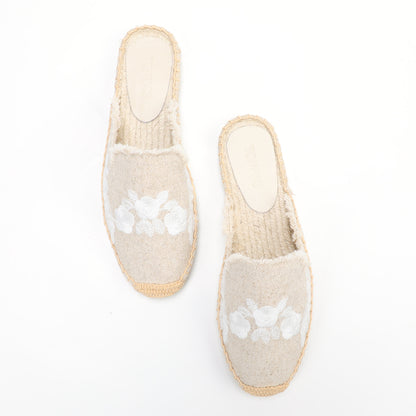 Women's Embroidered Espadrille Mules | Casual Summer Slip-On Flats