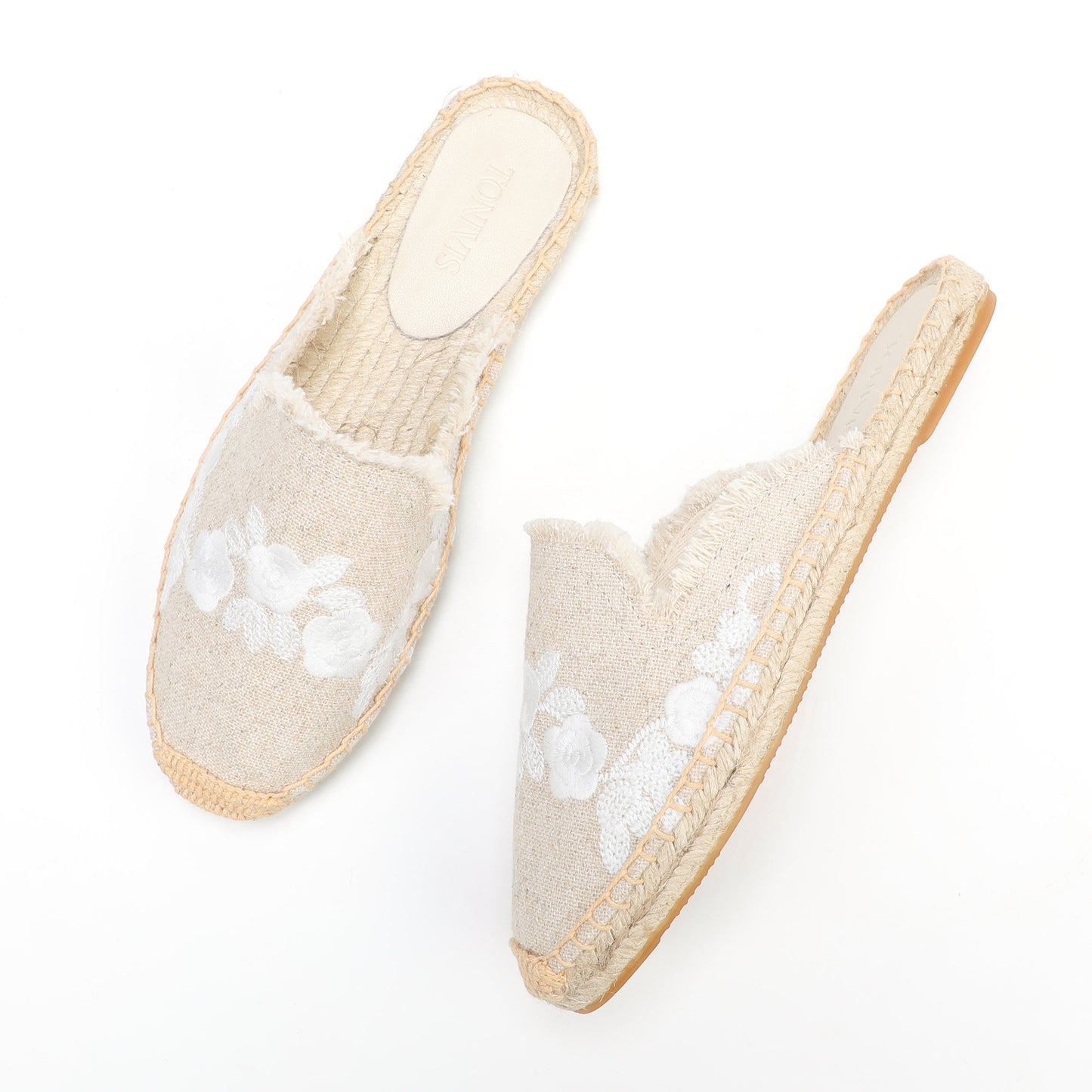 Women's Embroidered Espadrille Mules | Casual Summer Slip-On Flats