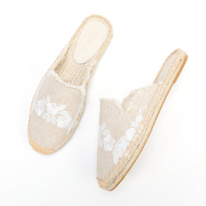 Women's Embroidered Espadrille Mules | Casual Summer Slip-On Flats