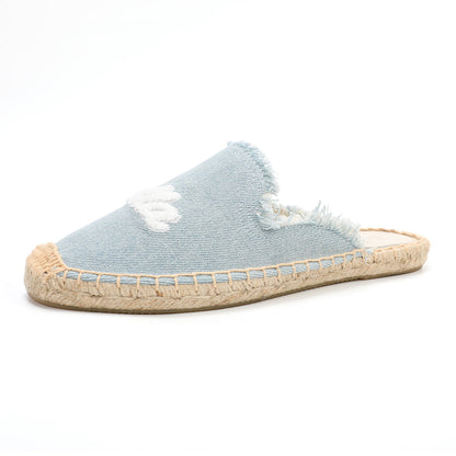 Women's Embroidered Espadrille Mules | Casual Summer Slip-On Flats