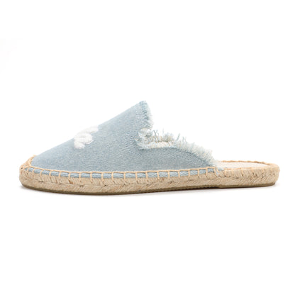 Women's Embroidered Espadrille Mules | Casual Summer Slip-On Flats