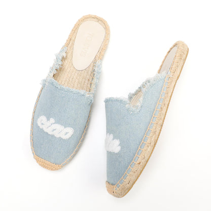 Women's Embroidered Espadrille Mules | Casual Summer Slip-On Flats