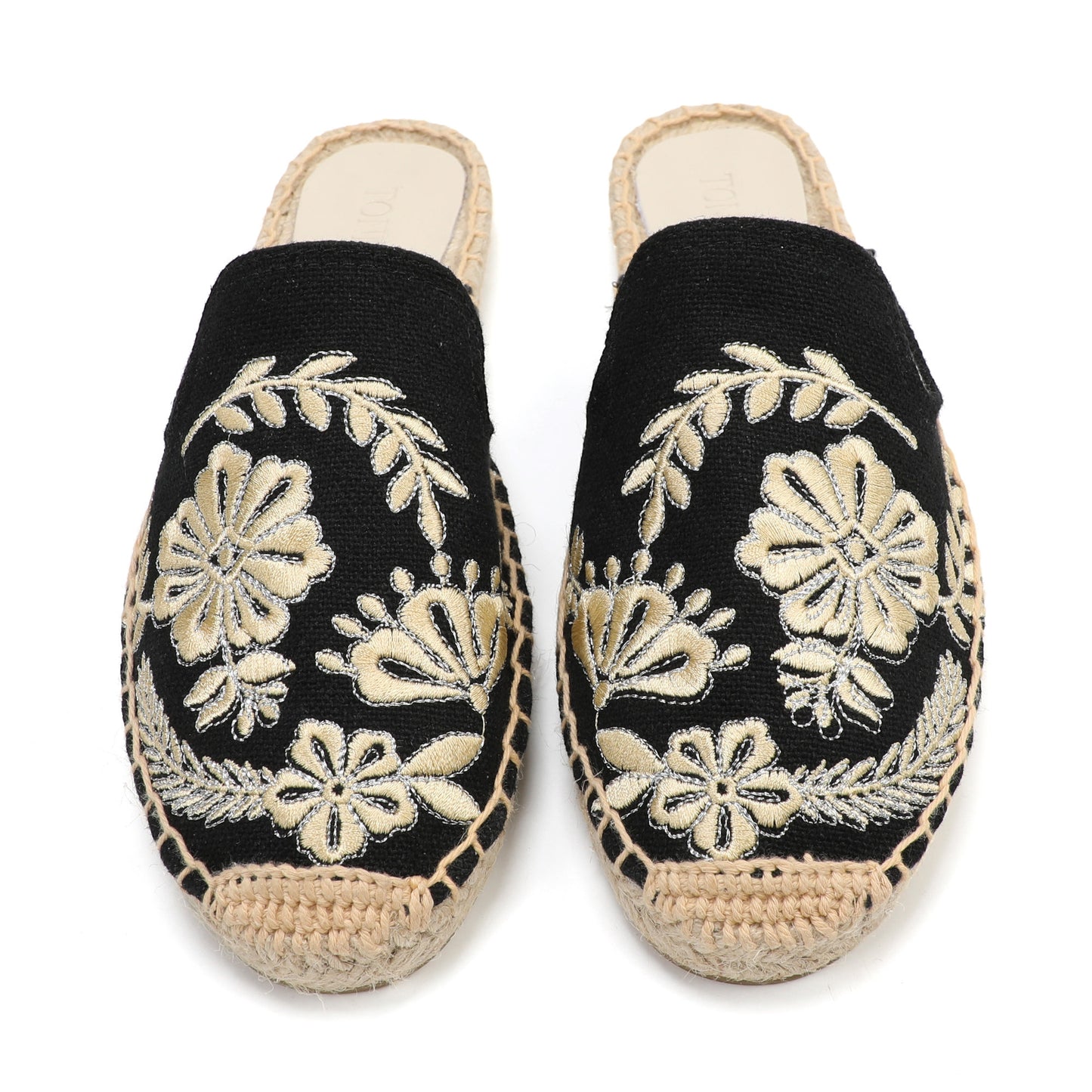Women's Embroidered Espadrille Mule Flats | Floral Summer Slip-On Shoes
