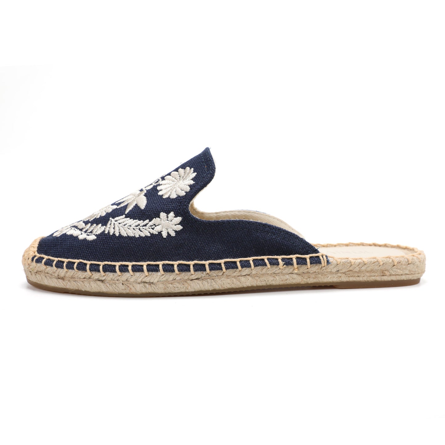 Women's Embroidered Espadrille Mule Flats | Floral Summer Slip-On Shoes
