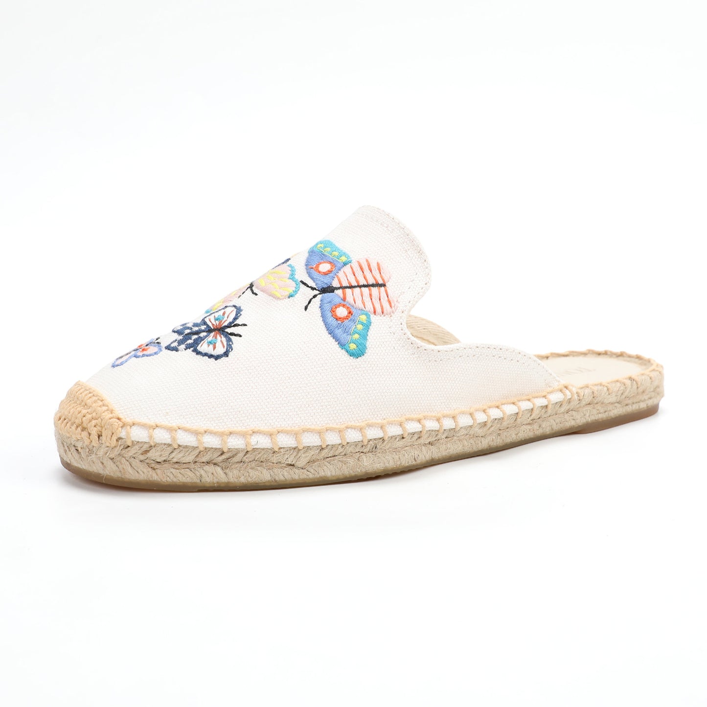 Women's Embroidered Espadrille Mule Flats | Floral Summer Slip-On Shoes