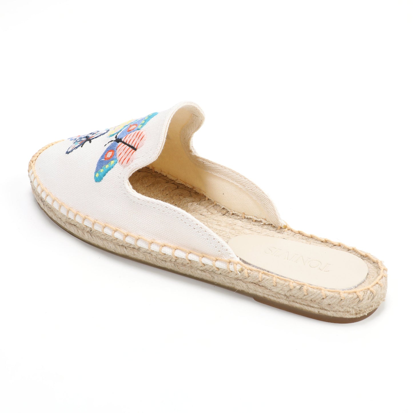 Women's Embroidered Espadrille Mule Flats | Floral Summer Slip-On Shoes