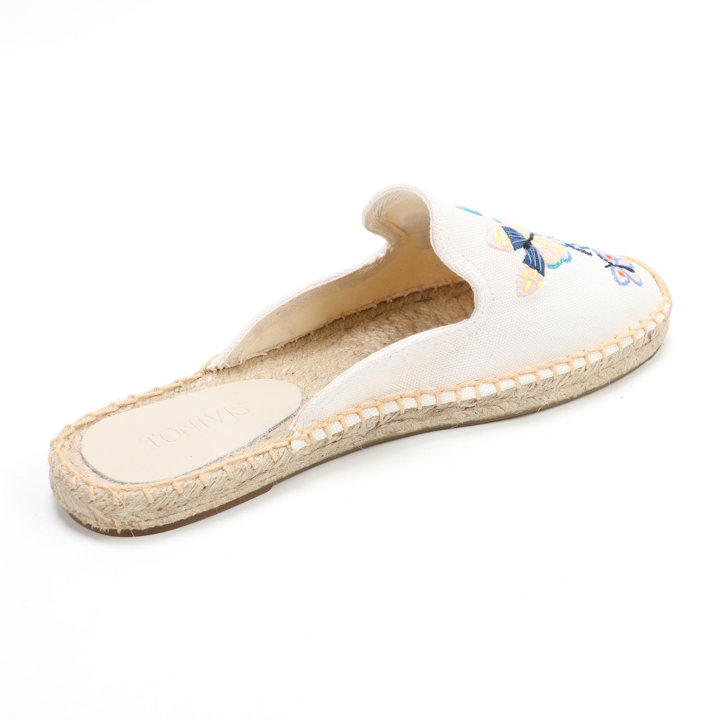 Women's Embroidered Espadrille Mule Flats | Floral Summer Slip-On Shoes