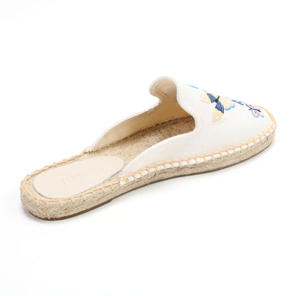 Women's Embroidered Espadrille Mule Flats | Floral Summer Slip-On Shoes